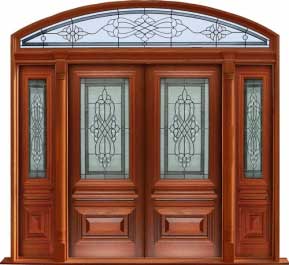sovereign leadlight: single door + sidelight on right
